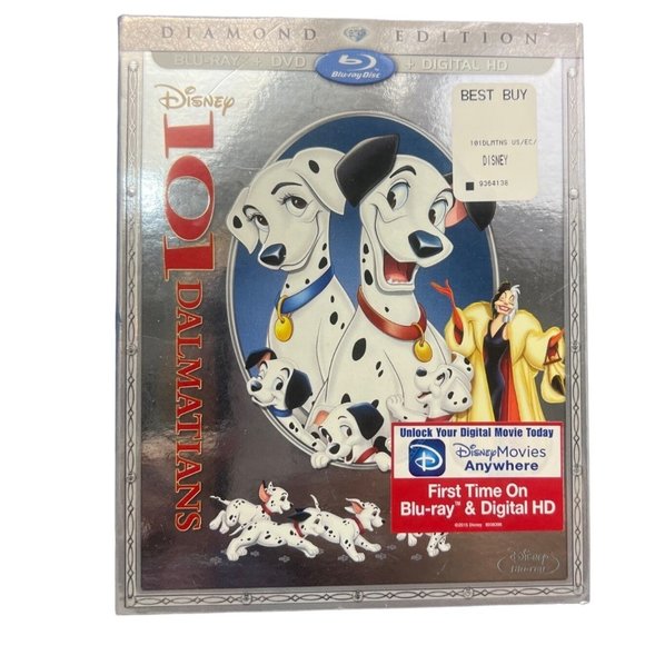 New Disney 101 Dalmatians Diamond Edition Movie Blue Ray & DVD & HD Digital - Picture 1 of 10
